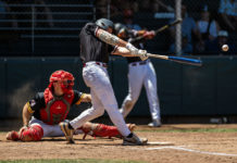 Jacob French gets another hit with the Healdsburg Prune Packers