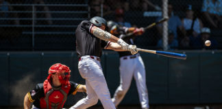 Jacob French gets another hit with the Healdsburg Prune Packers