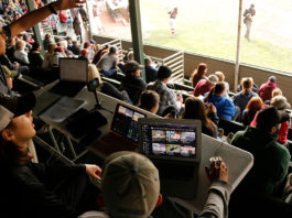 Grandstand view of baseball