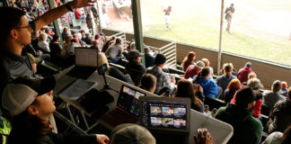 Grandstand view of baseball