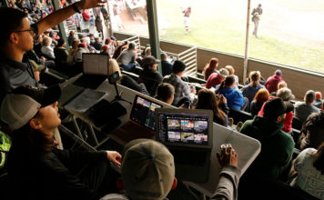 Grandstand view of baseball
