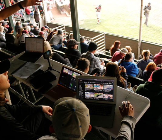 Grandstand view of baseball