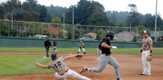 Action at first base in Humboldt