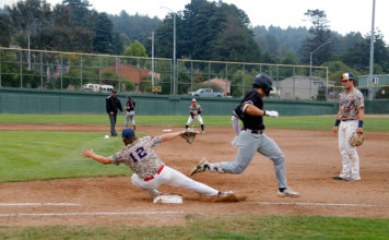Action at first base in Humboldt