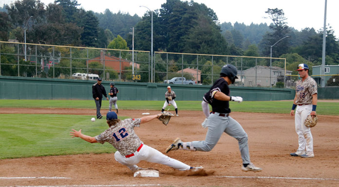 Action at first base in Humboldt