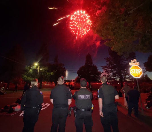 Police and fireworks