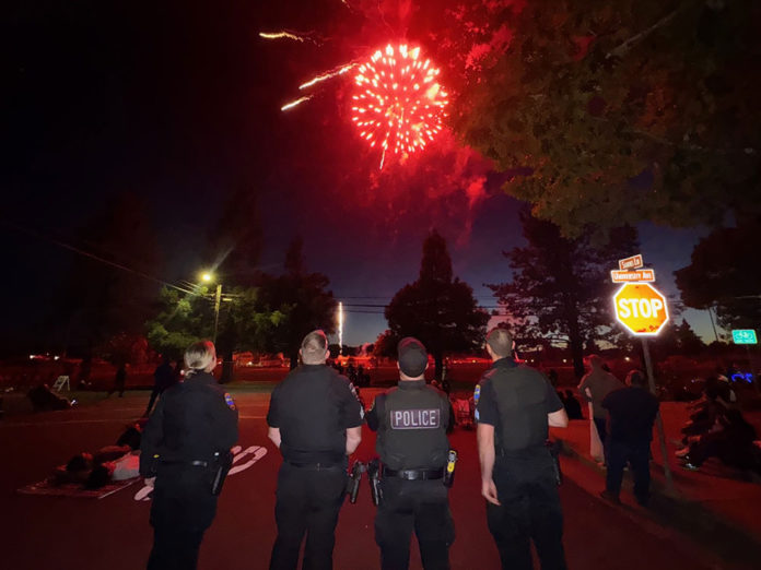 Police and fireworks