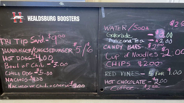 Snack Shack menu in chalk