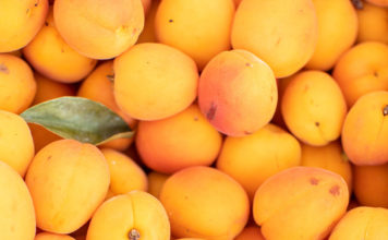 Flat of market apricots