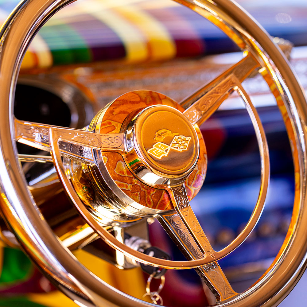 Detailed steering wheel from a 1953 Packart