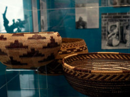 Pomo baskets in exhibit