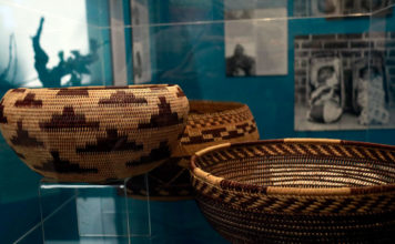 Pomo baskets in exhibit