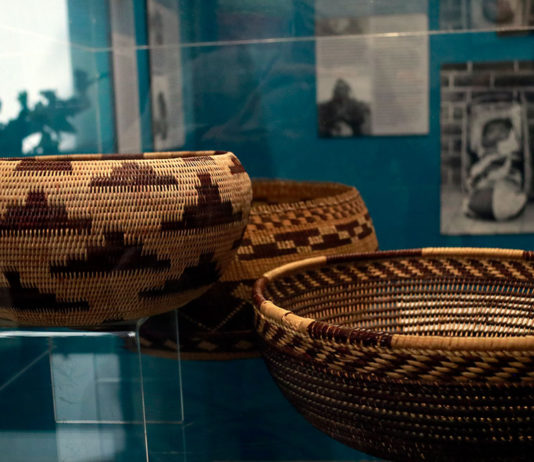 Pomo baskets in exhibit