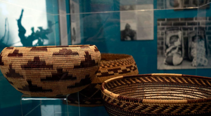 Pomo baskets in exhibit