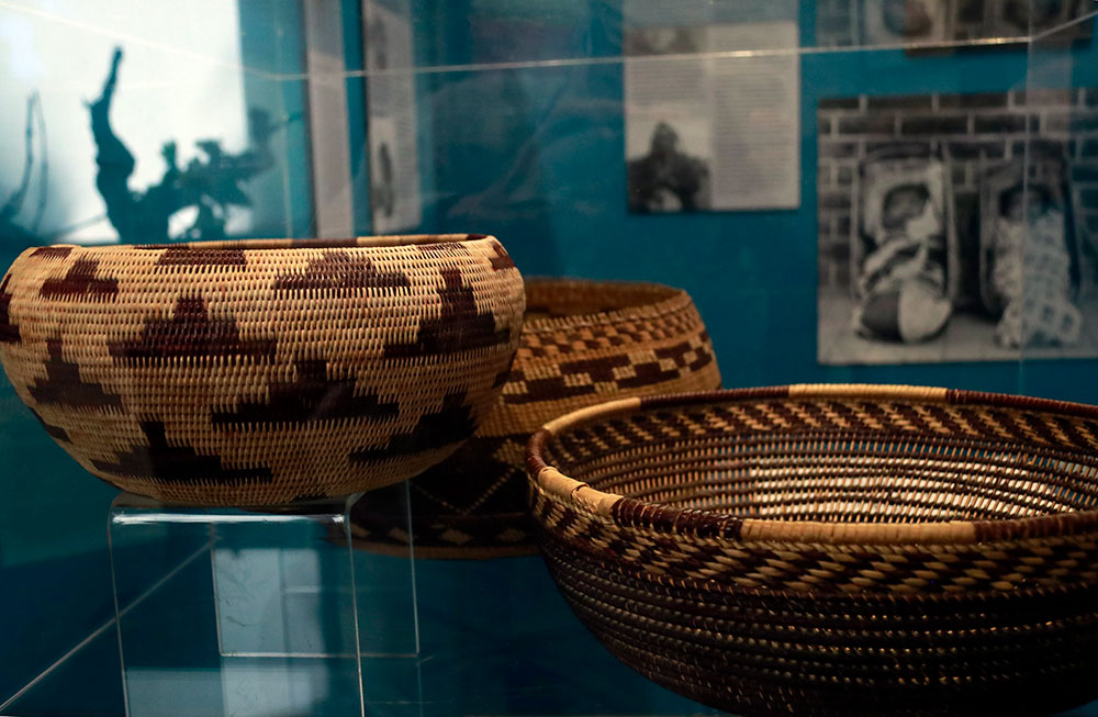 Pomo baskets in exhibit