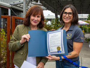 Mayor Evelyn Mitchell and Ginger Kelley of Canine Companions
