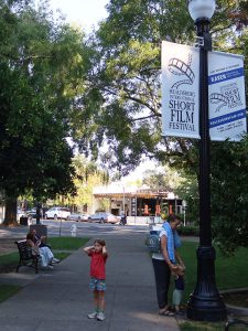 Film Festival banners in the Healdsburg Plaza