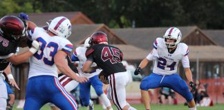 15 TDs in wild Willits game Dillan Jocius (45), a flexible member of the 2025 Healdsburg Greyhounds football team,