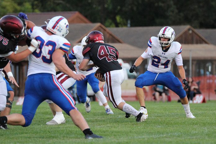 webFOOTBALL-HBT-2539 Dillan Jocius (45), a flexible member of the 2025 Healdsburg Greyhounds football team,