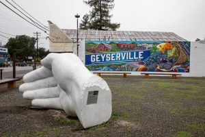 Hand sculpture and mural