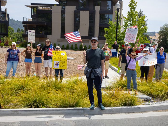 Protestors at the Healdsburg Roundabout