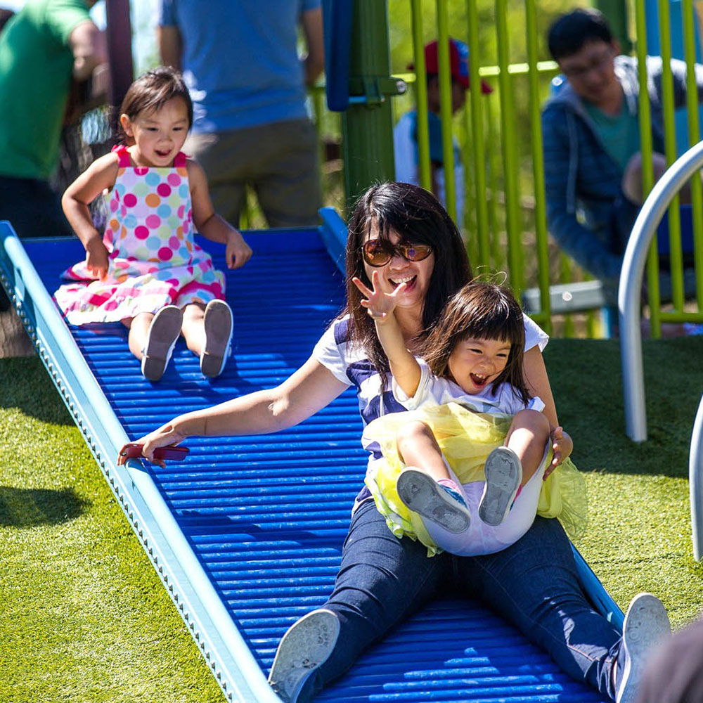 Family time on a slide