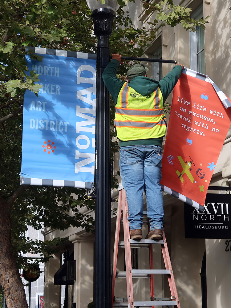 Hanging NoMAD banners
