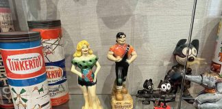 Holiday season at the Healdsburg Museum Daisy Mae and L'il Abner dolls