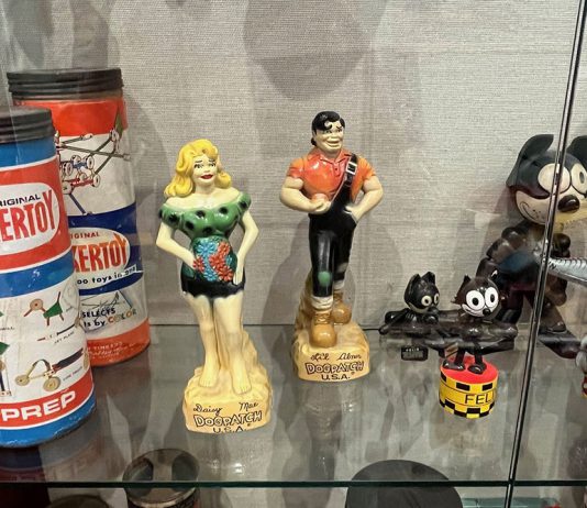 Holiday season at the Healdsburg Museum Daisy Mae and L'il Abner dolls