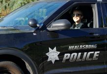 Female officer on patrol in Healdsburg