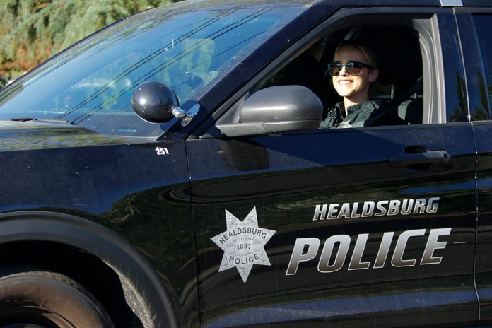 Female officer on patrol in Healdsburg