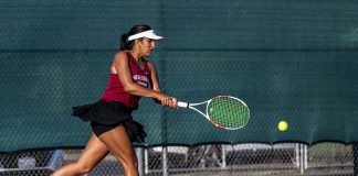 Serving up a winning season Meher Dhiman, Healdsburg's #1 singles player.