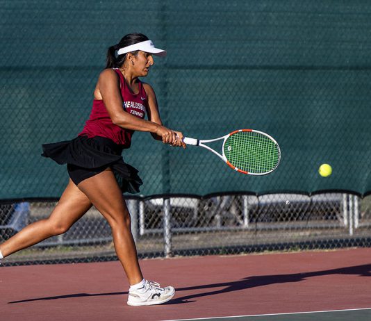 Serving up a winning season Meher Dhiman, Healdsburg's #1 singles player.