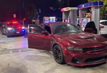 Stolen car bust at gas station