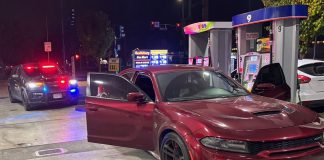 Stolen car bust at gas station