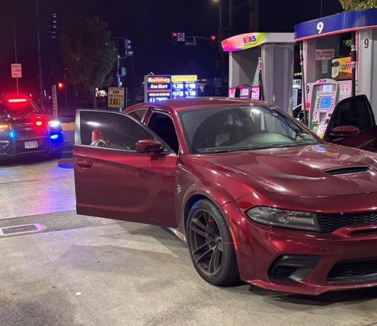 Stolen car bust at gas station