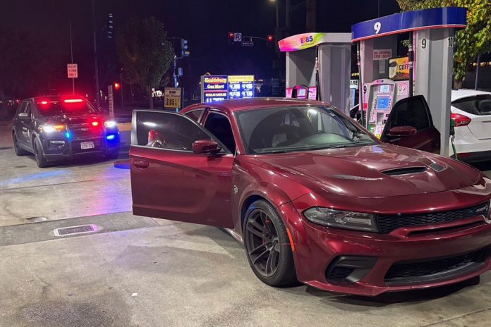 Stolen car bust at gas station