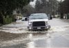 truck on north street in flood