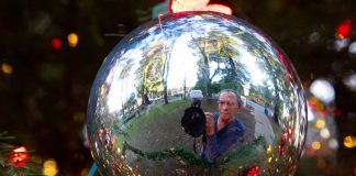 Christmas ornament selfie