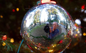 Christmas ornament selfie