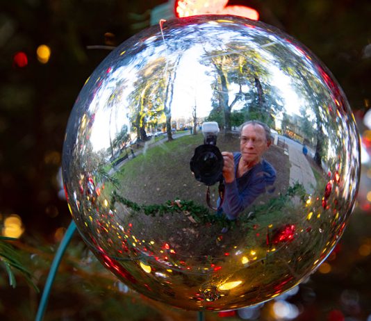 Christmas ornament selfie