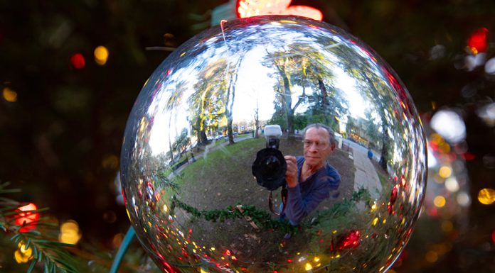 Christmas ornament selfie