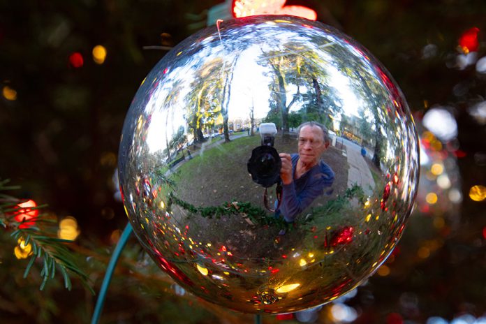 Christmas ornament selfie
