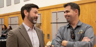 Healdsburg city manager Jeff Kay and Eddy Cumings of SMART