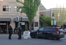 Police cars downtown