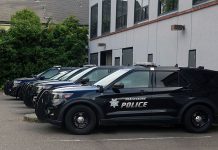 Police cars in a parking lot