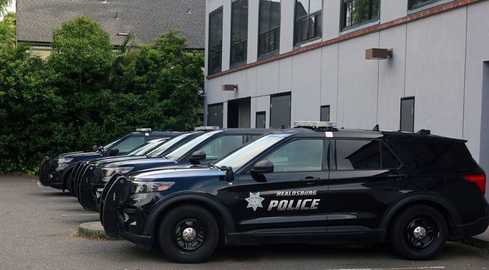 Police cars in a parking lot