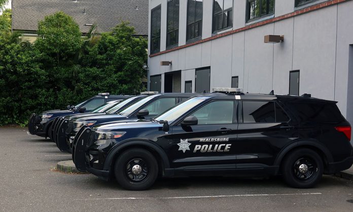 Police cars in a parking lot
