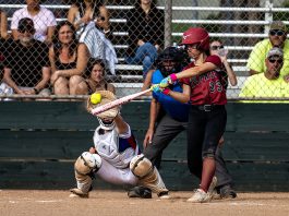 Softball batter Lily Farrer