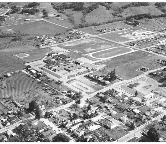 Voters rejected school tax measure — in 1976 Overhead Healidsburg view